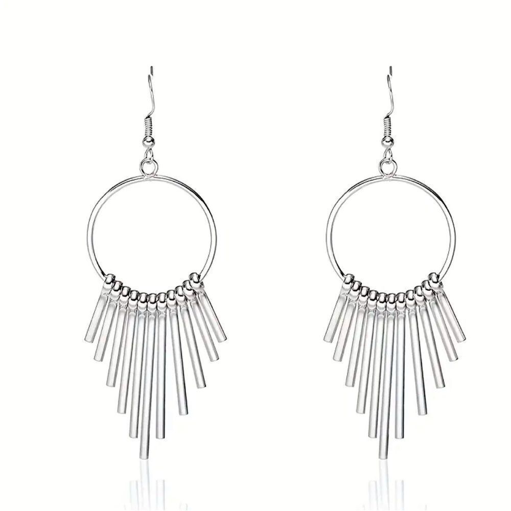 NWT CIRCULAR EARRINGS WITH METALLIC TASSELS